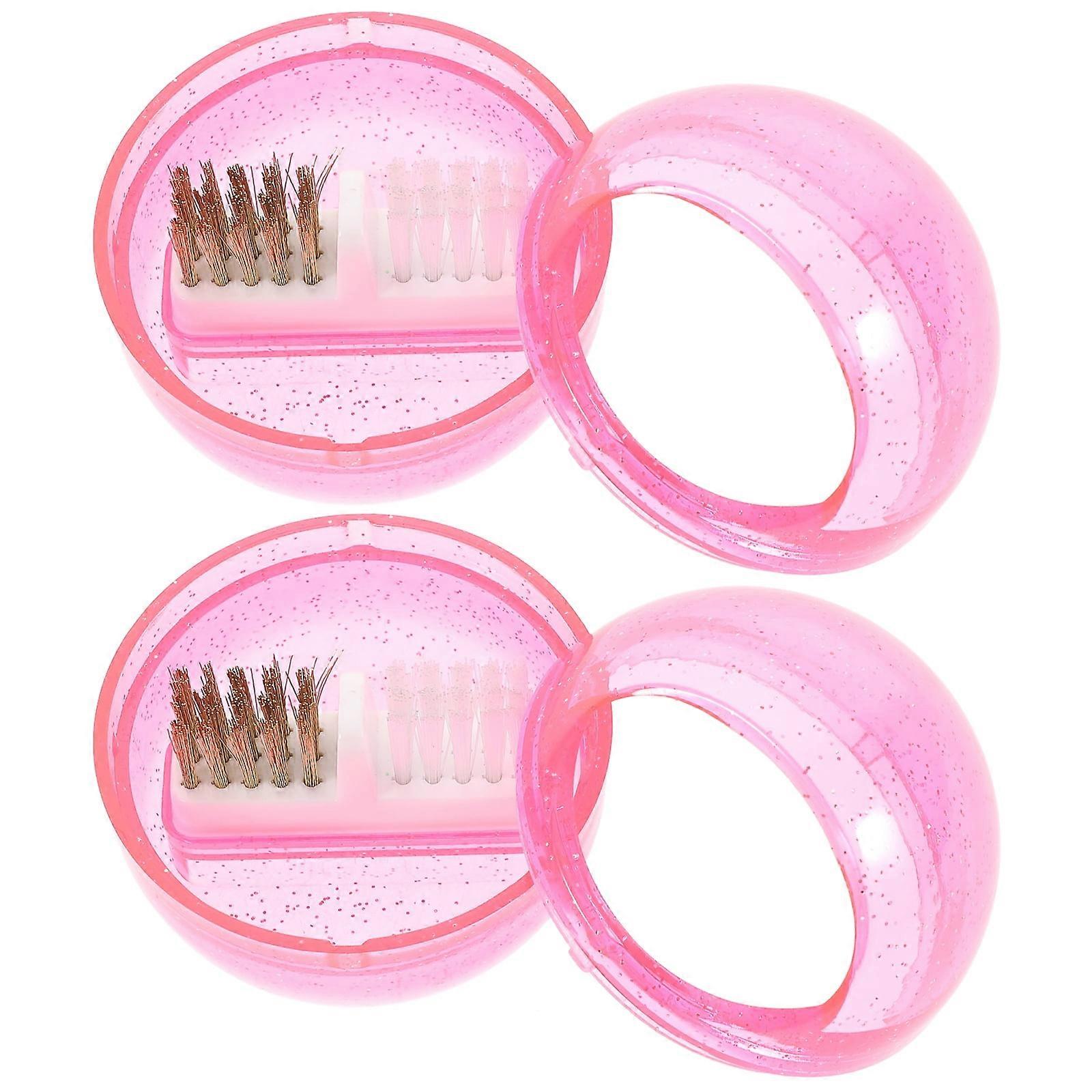 2 Pcs Cleaning Brush Nail Art Tools Manicure Drill Bit Case