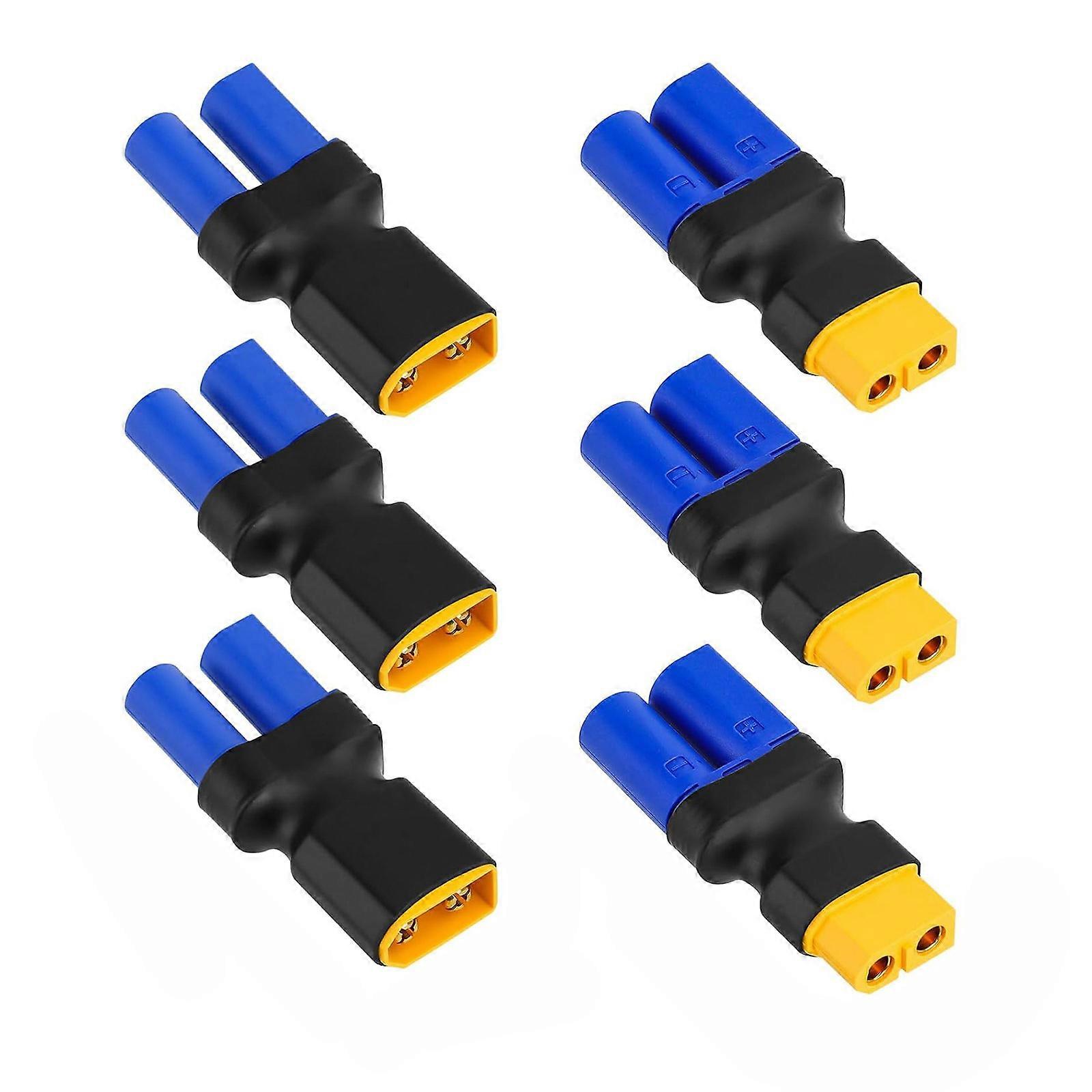 6Pcs XT60 To EC5 Conversion Adapter High Performances Plug Wireless Power Converter Plug For Remote Models Multicolor