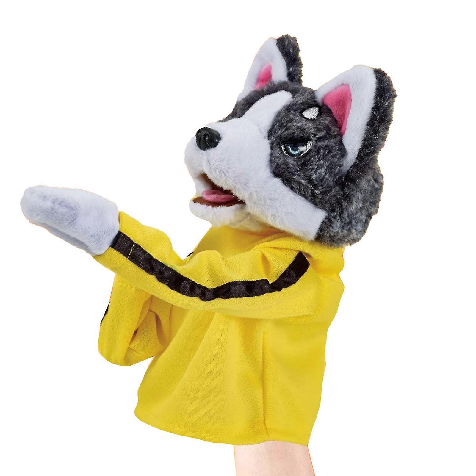 Cartoon Animal Hand Puppets Role Play Toy Boxing Husky Shape Soft Plush Hand Puppet for Storytelling Multicolor