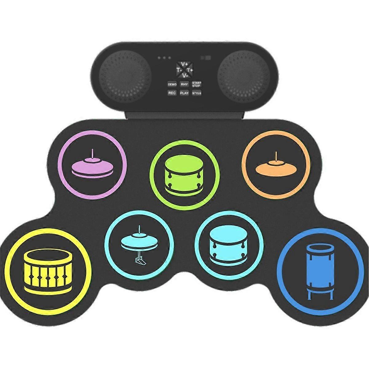 Electronic Drum Set with Drum Sticks and Pedals Portable Practice Drum Pad Kit BT Electric Drum Set 