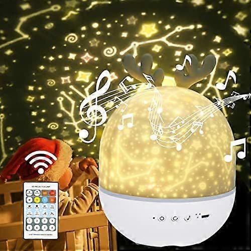 Star Light Projector with Music, Night Light Kids with Remote Control&Timer, 360 Rotation Star Projector Night Light with 4 Light Modes/6 Projection T