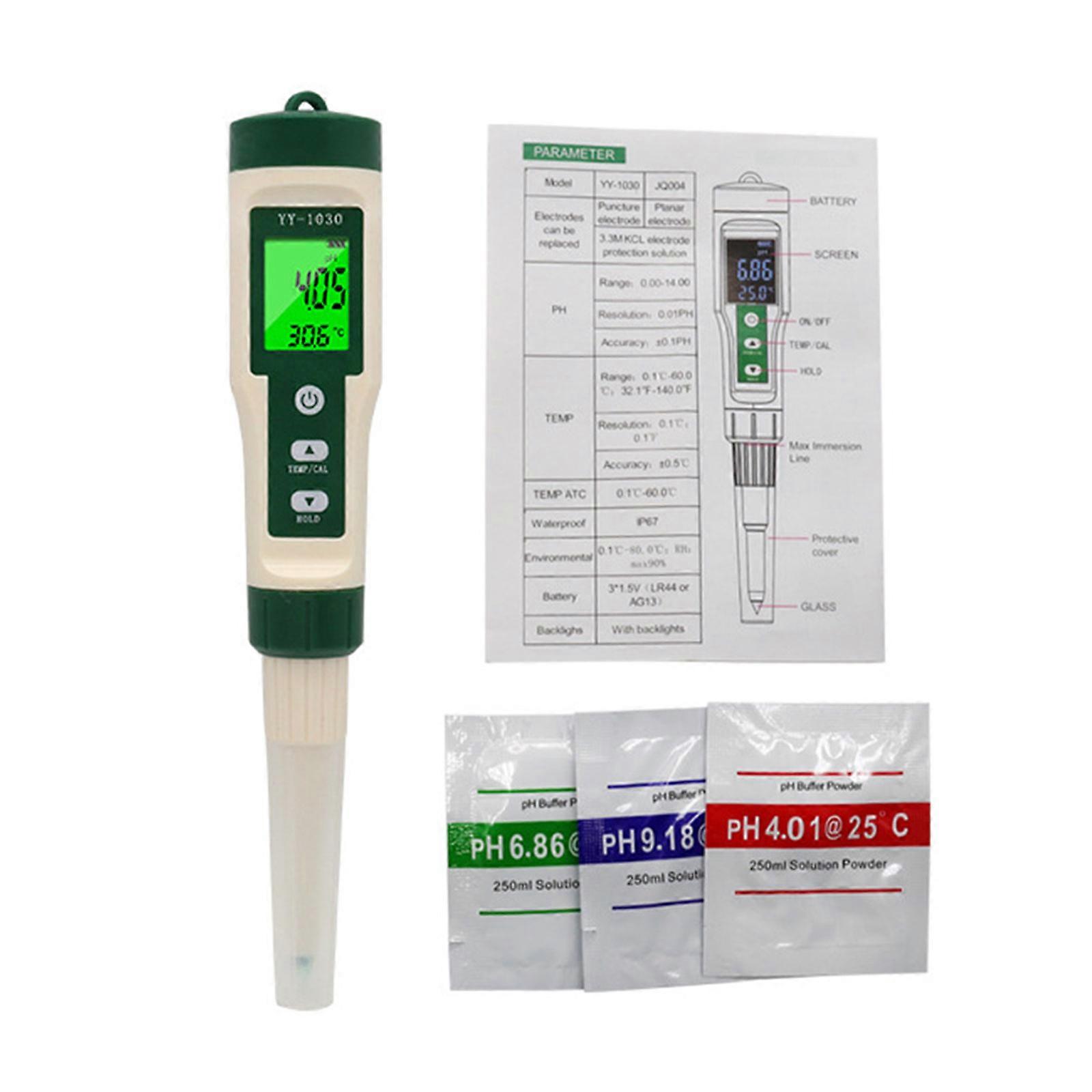 Soil & Meat pH Meter with Digital Display Easy-to-Read pH Testing Device Accurate Meat pH Detection Temperature Meter Multicolor