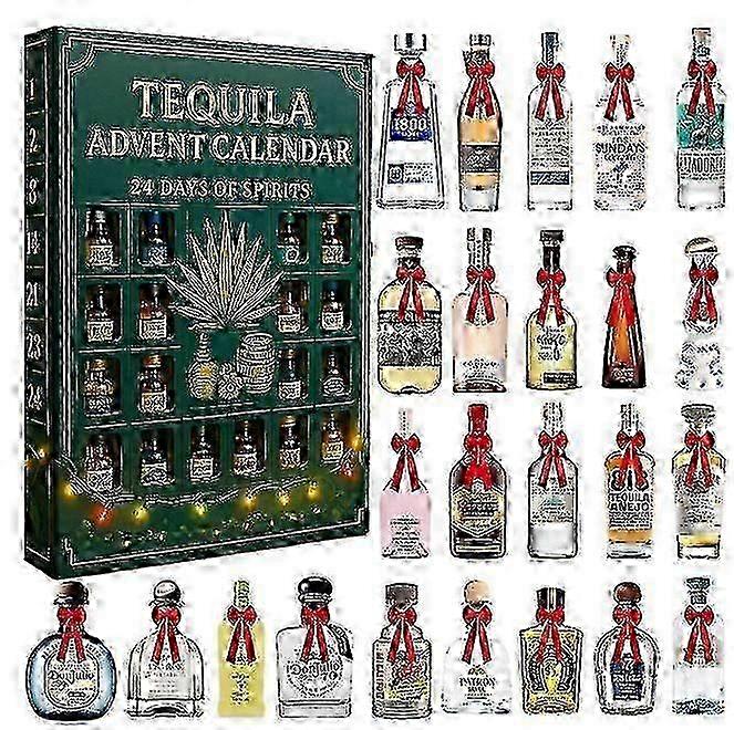 w Tequila Advent Calendar, 24 Days of Spirits, 2D Acrylic Advent Calendar 2025, Tequila 24 Days Christmas Countdown Calendar, Each Door