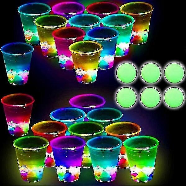 Luminous Drinking Game Pong for Indoor and Outdoor Parties, Pack of Flashing Colorful G