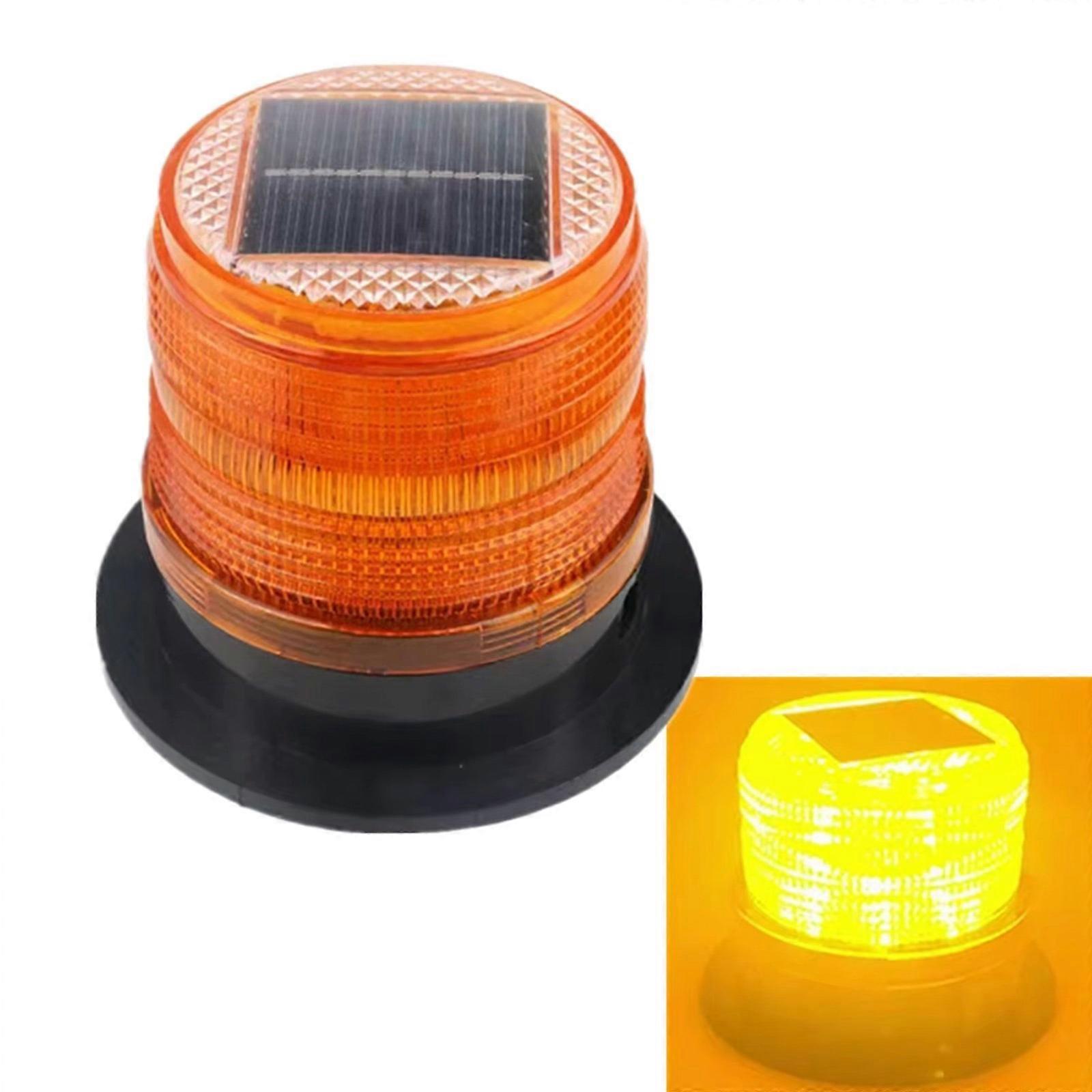 LED Solar Safe Beacons Auto On/Off Function High Visibility ABS Weather Resistant for Night time Roadwork Emergency Use  yellow light