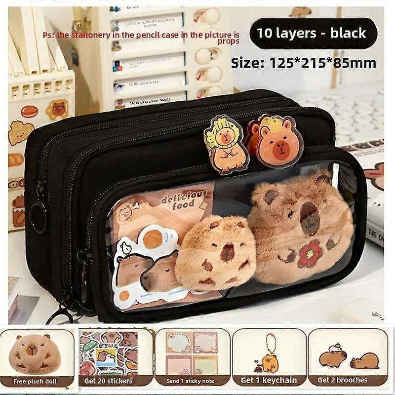 Durable Canvas Pencil Case Large Capacity Resistant to Dirt Elementary And Middle School Students Stationery Box Detachable