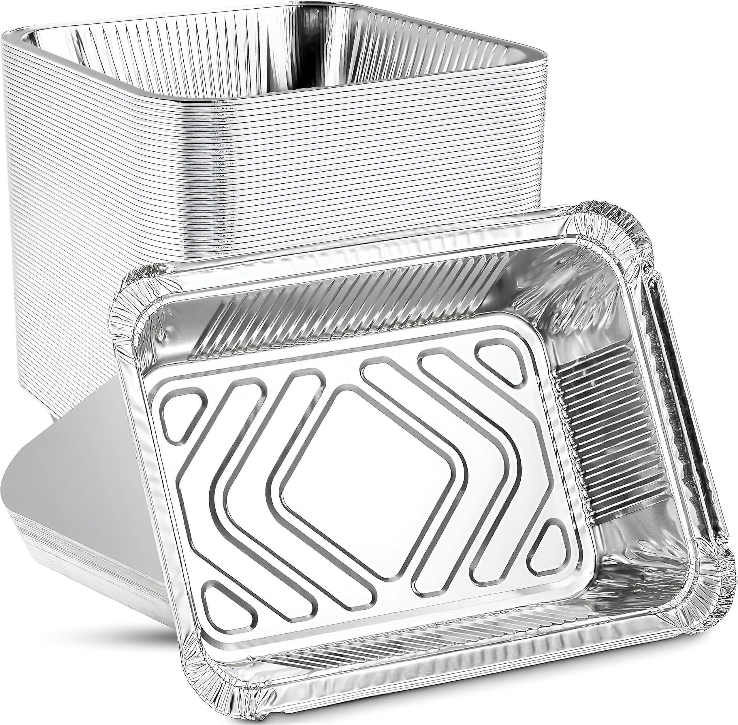 Aluminium Foil Trays with Lids No2 Size Disposable Foil Containers Extra Strong Lids 10 Pack For Food Storage Baking Lunch Party