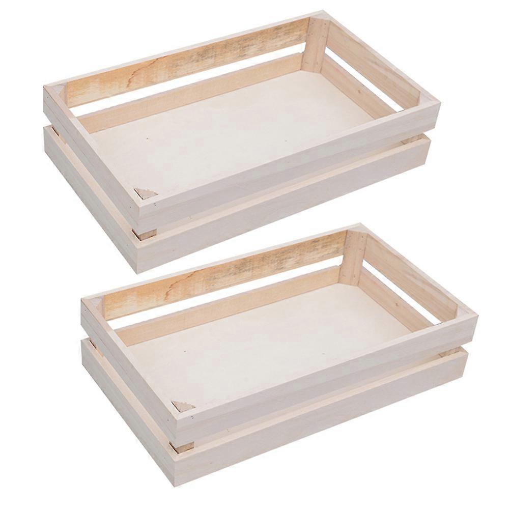 Wooden Kids Storage Basket for Efficient Storage 2Pcs Beige Set