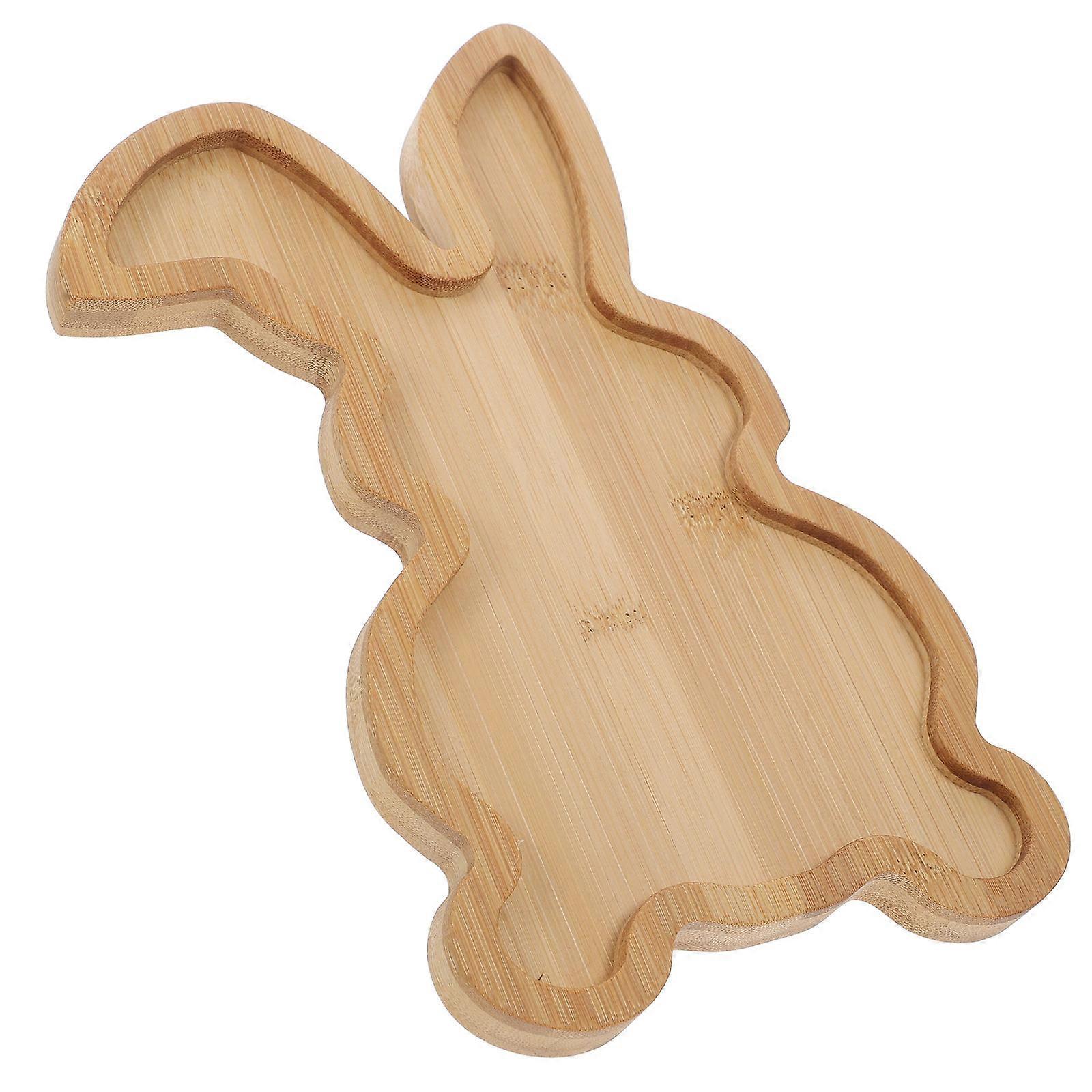 Easter Bunny Wooden Tray for Serving with Charming Rabbit Shape 1 Piece