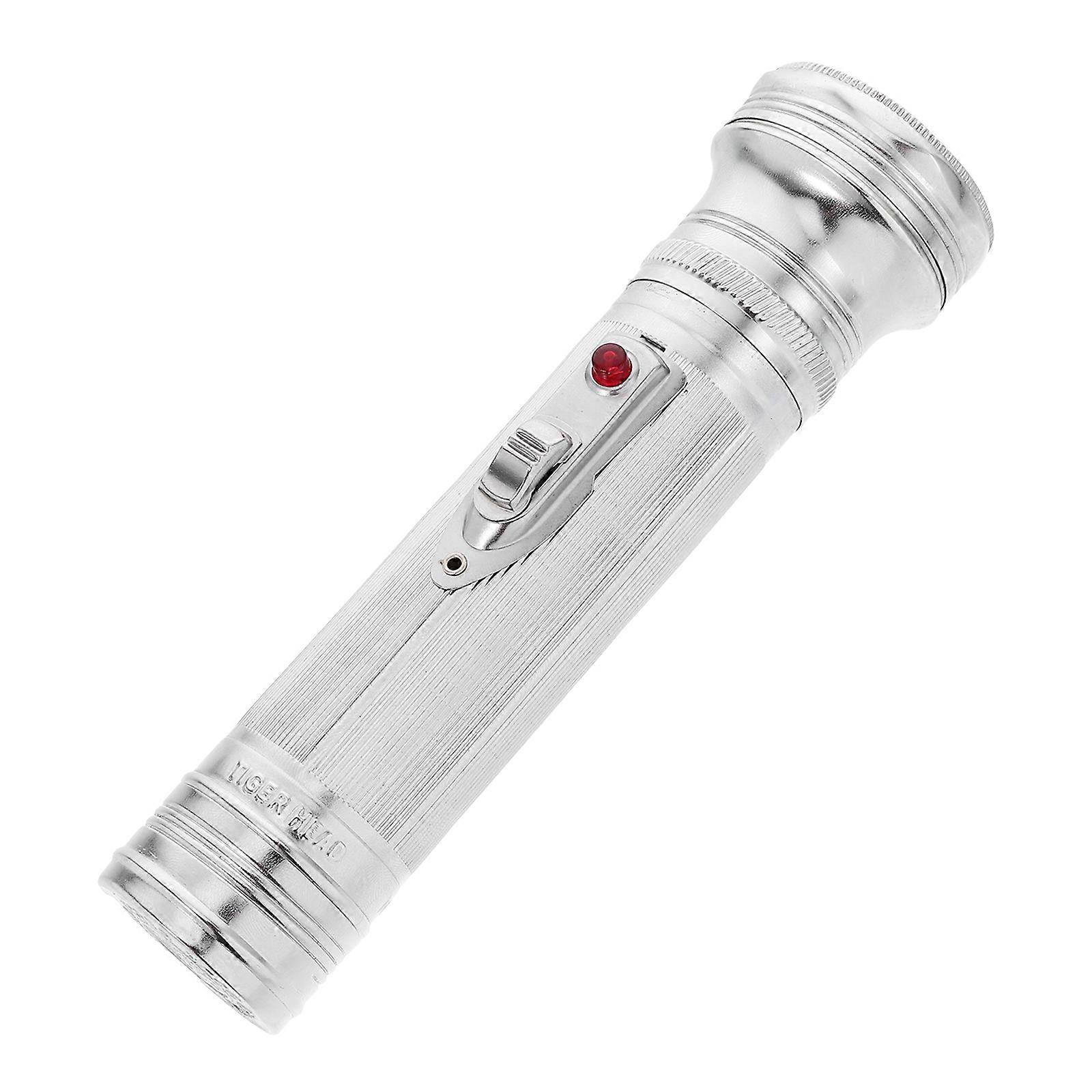 Vintage Flashlight Classic Style Iron Material For Home Decor Silver Cylindrical 1Pack