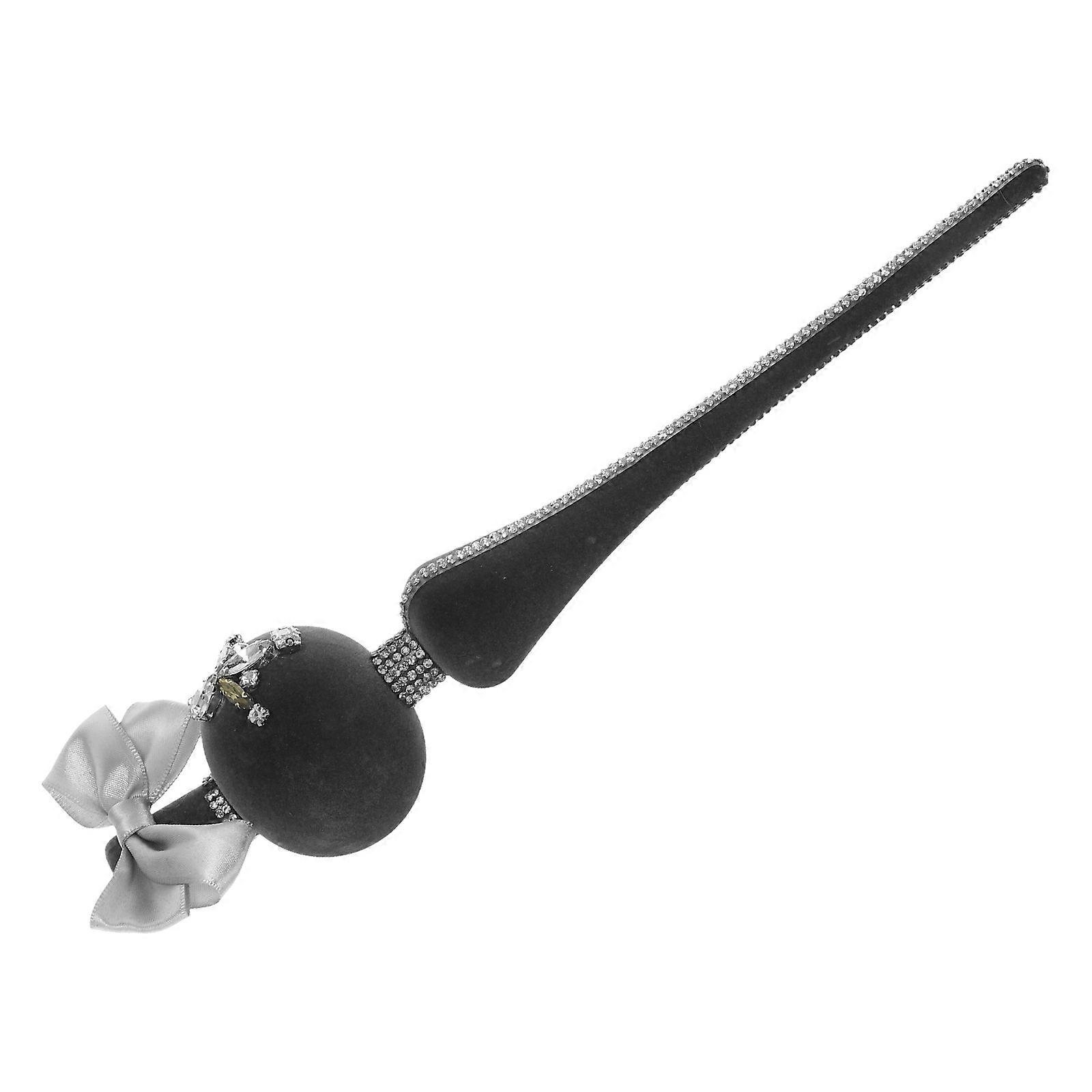 Shiny Flocked Xmas Tree Decoration Toppers Spherical Shape Grey 1Set For Family Friends