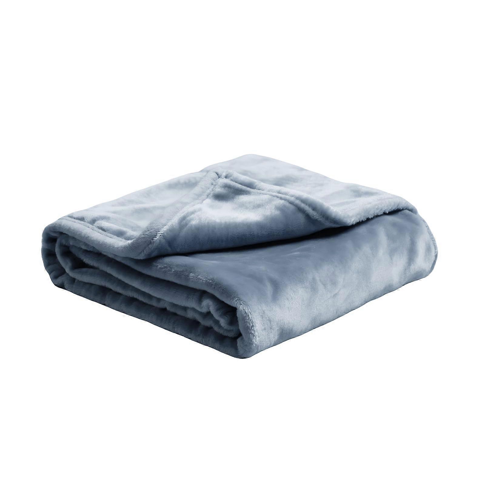 Queen Size Velvet Fleece Blanket UltraSoft Lightweight Plush Throw for Couch and Bed Haze Blue