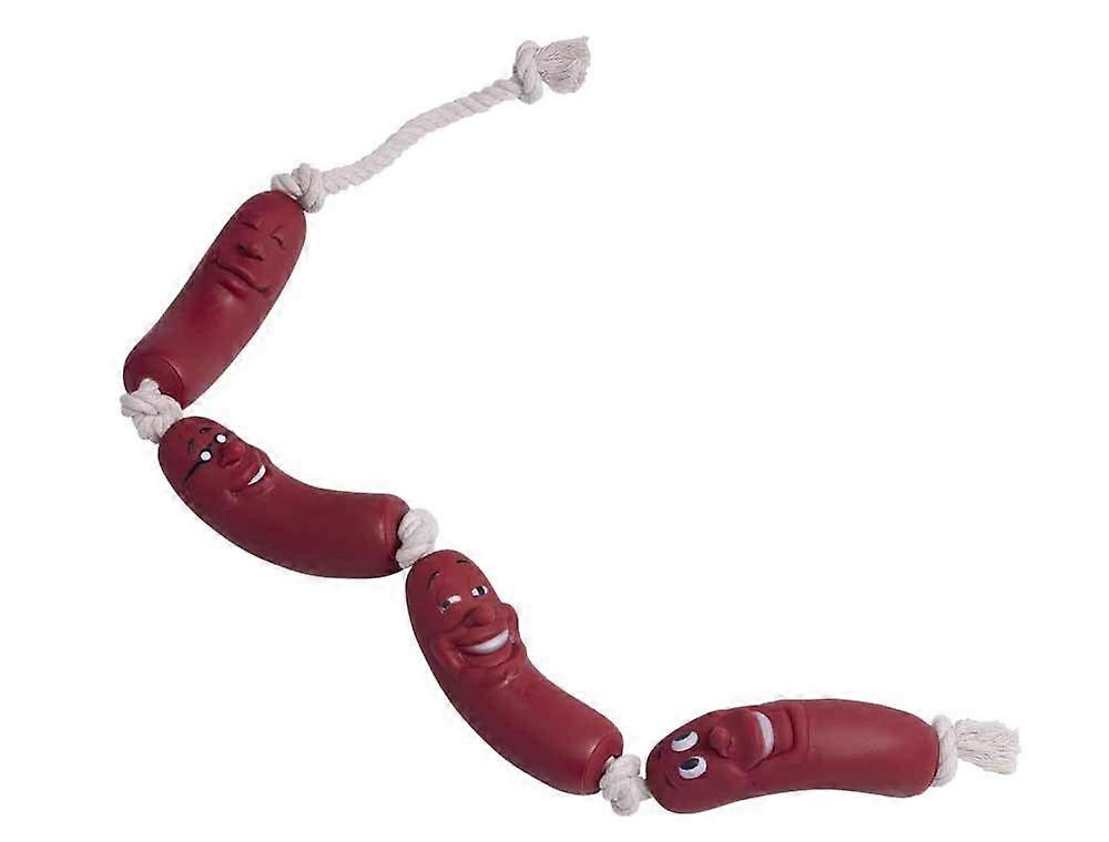 Vinyl Sausage Link Dog Chew Toys Set of 4, Durable 75cm Play Chain for Medium Large Dogs