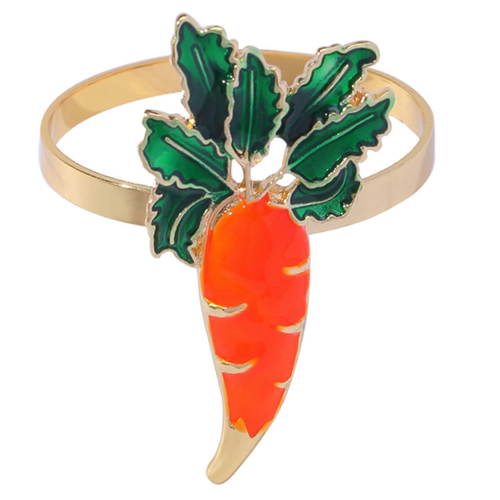6 Pack Carrot Napkin Rings Easter Table Decorations with Festive Alloy Design