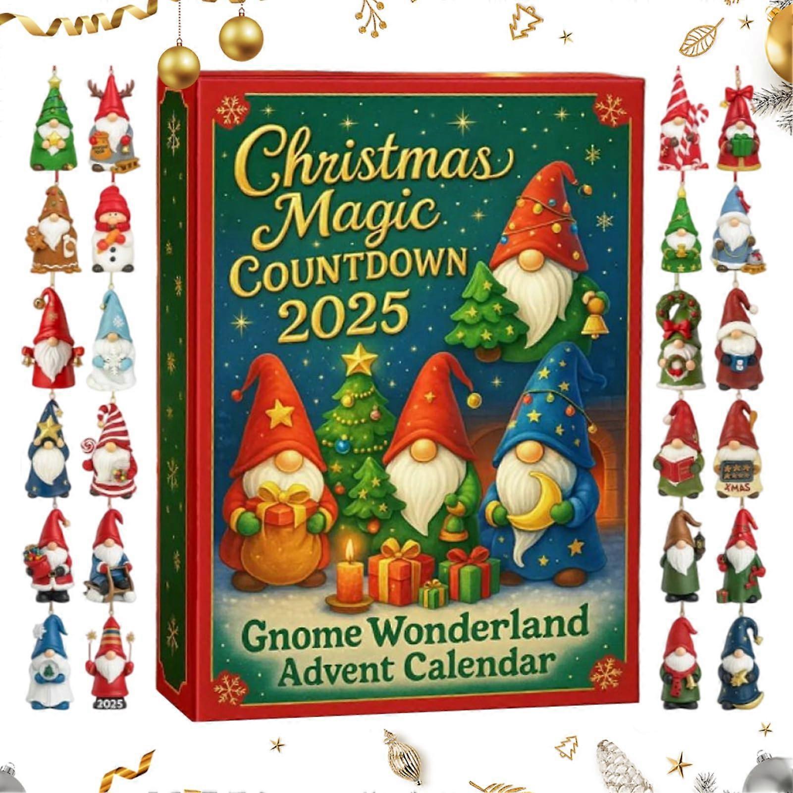 Christmas Countdown Calendar with Whimsical Gnome Artwork, 30Day Festive Ornament for Family
