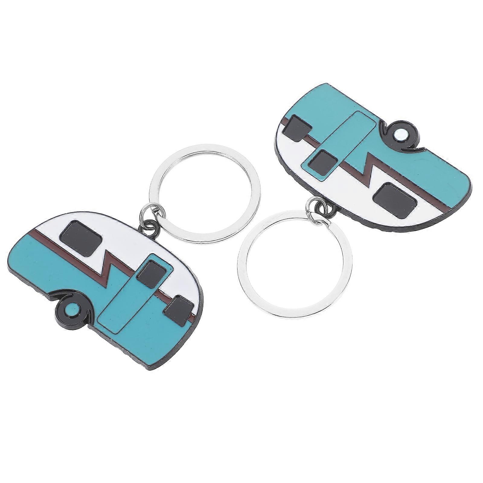 2Pcs Camper Keychain Metal Charm for Hanging Keys Zinc Alloy Multi Color