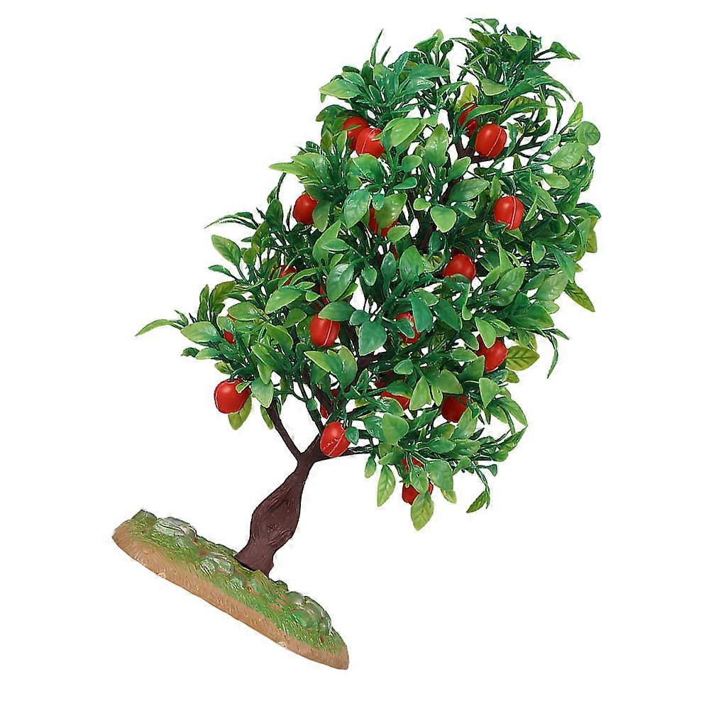 Plastic Artificial Apple Tree Model for Decoration 2Pcs Miniature