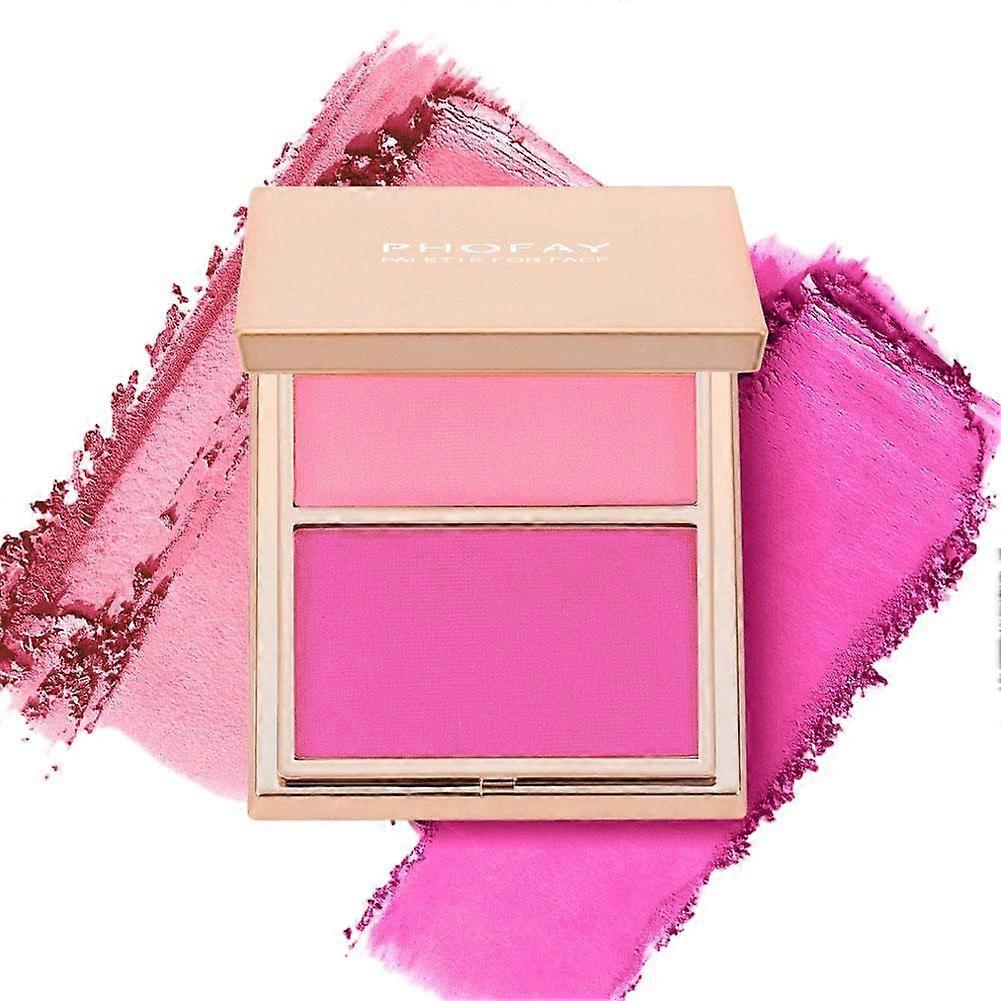 Dual-Color Contour & Blush Palette Matte Finish Hypoallergenic For Sensitive Skin With Sponge Brush