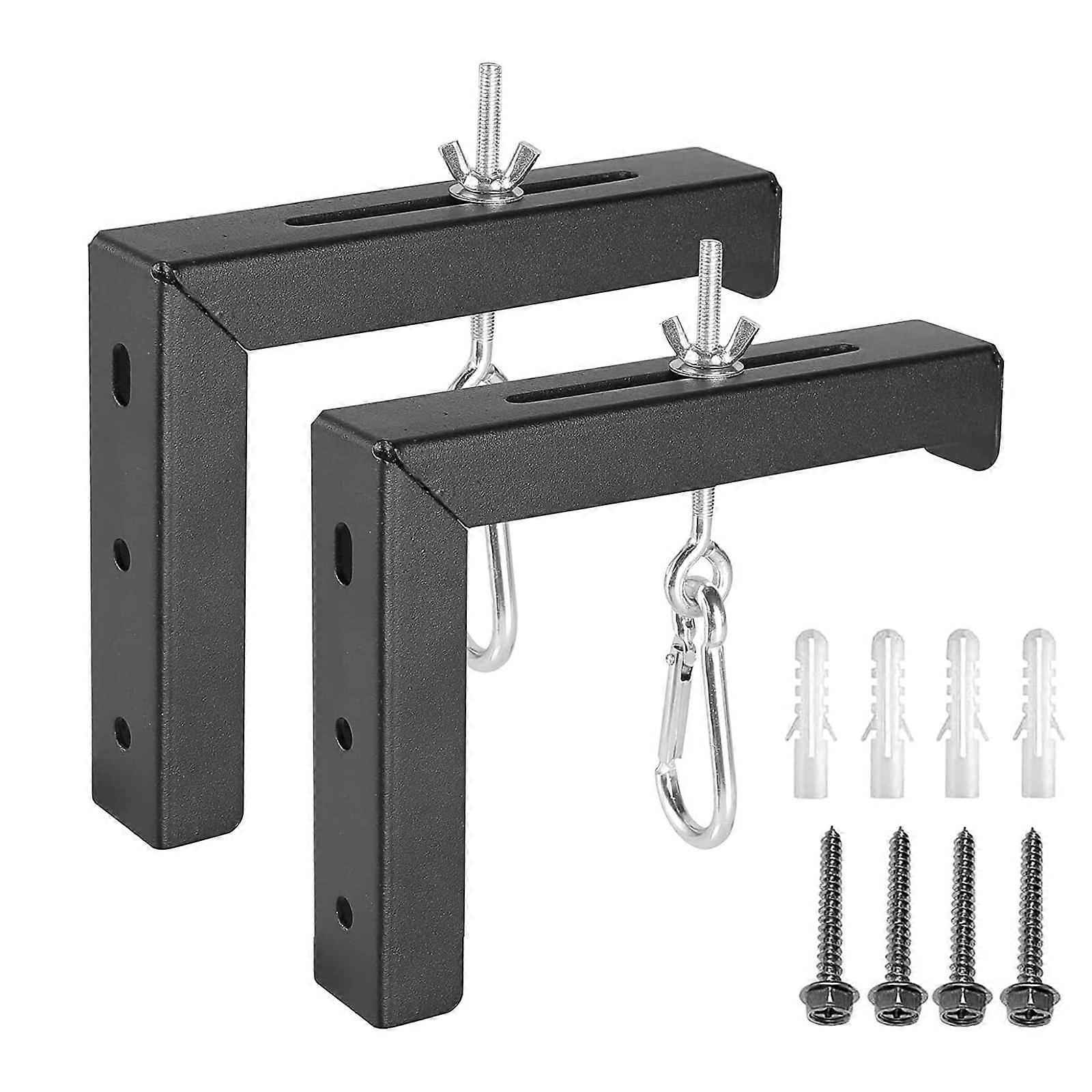 Universal Projector Screen Brackets, LShaped Mounts And Hanging Hooks For Easy Install, Home Theater And Office, Black