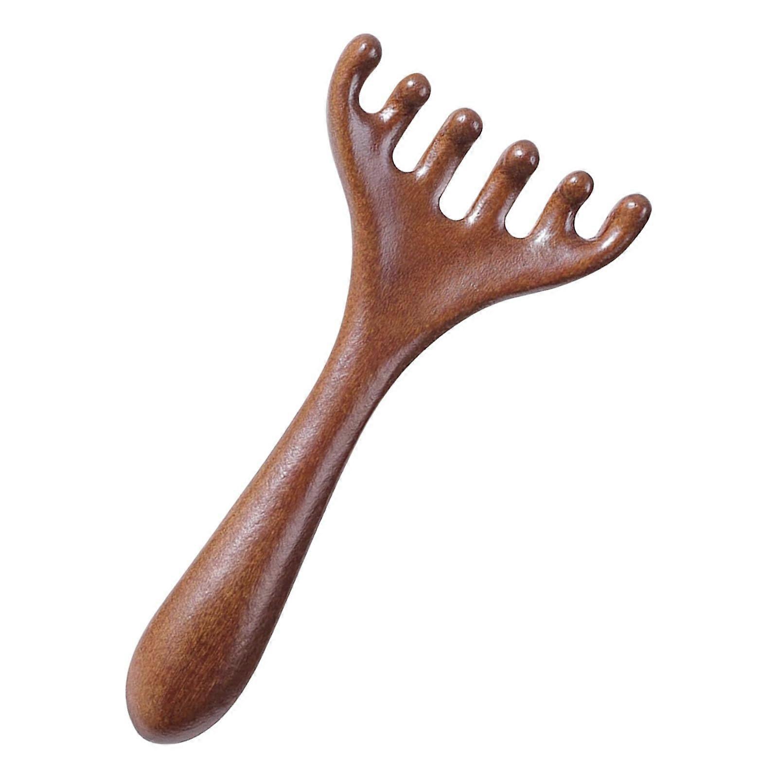 Wooden Scalp Massager Comb with Six Claws for PressurePoint Stimulation and Stress Relief
