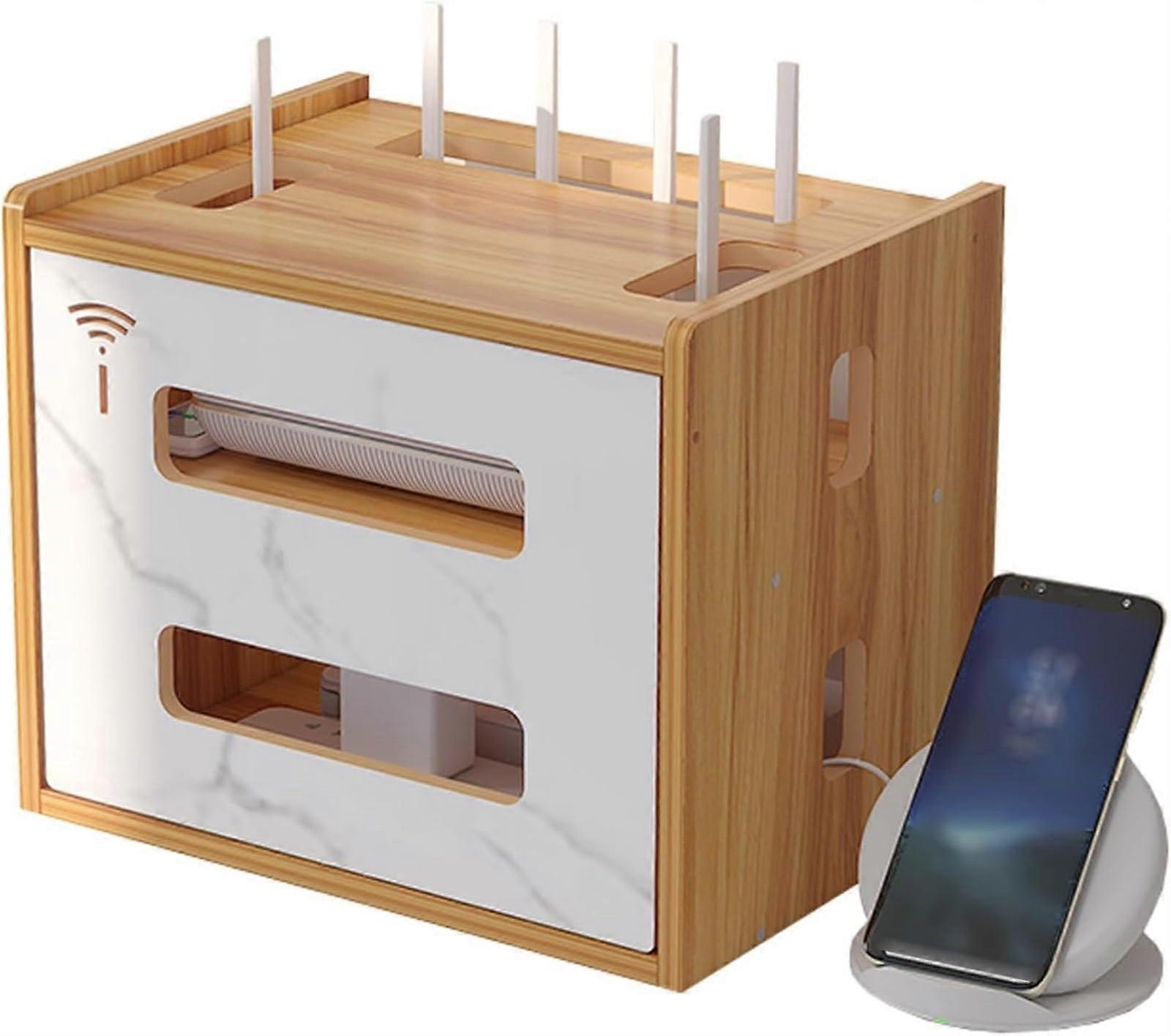 WiFi Router Storage Box Wall Mounted Shelf with Cable Management and Ventilation for Modem