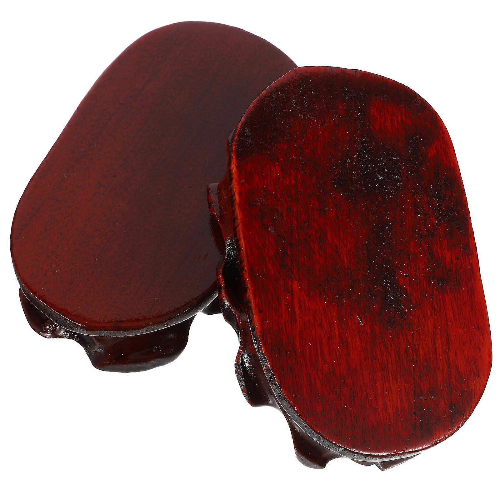 Wooden Display Stand Oval Solid Redwood Base for Figurines Teapots Vases Rustic Home Decor 2Pcs