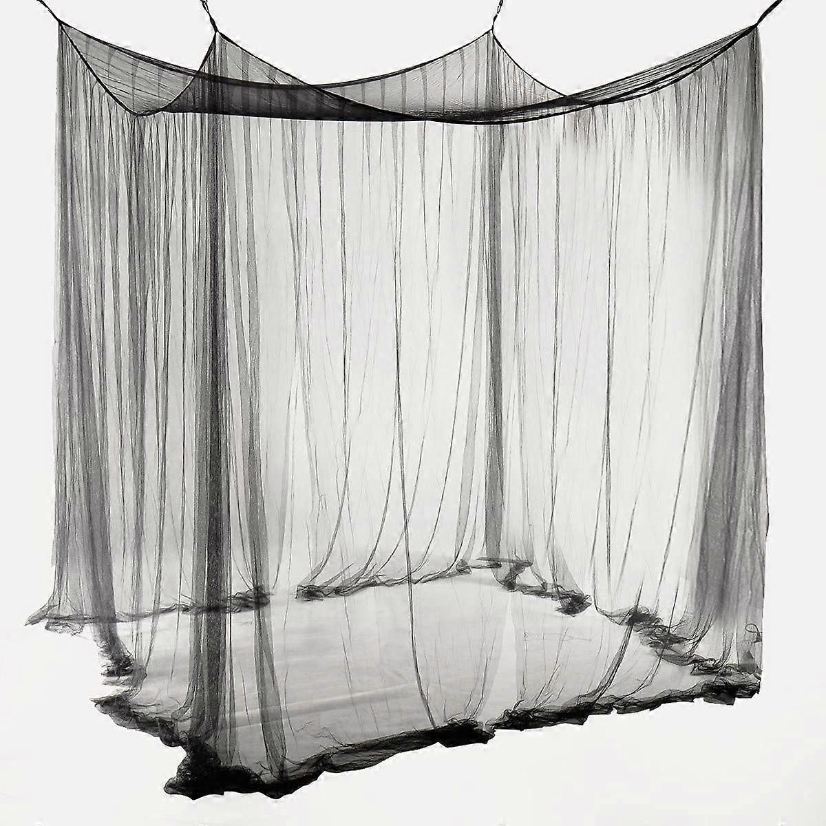 Mosquito Net for Bed Universal Square Canopy with 4 Doors Bug Protection Polyester Black 72.8'x82.6'x94.5'
