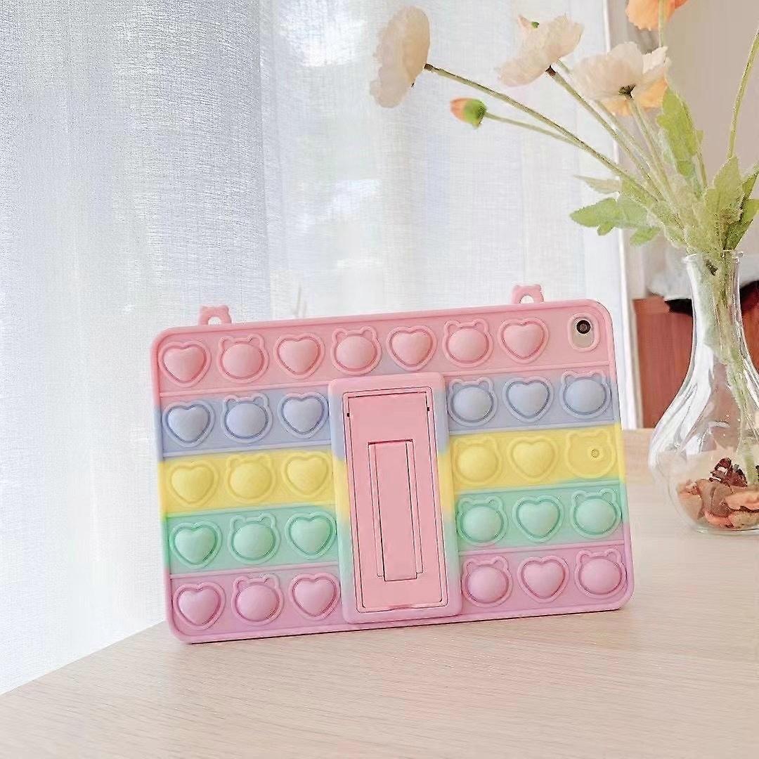 Case For Ipad Mini 1 2 3 Rainbow Bear" Decompression Tool Thick Heart Pinch Silicone