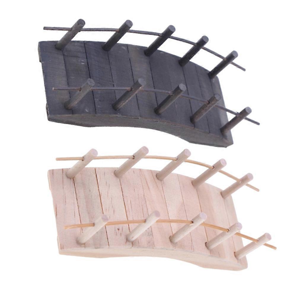 Miniature Arch Bridge Wooden Model for Diorama Use 2Pcs Set