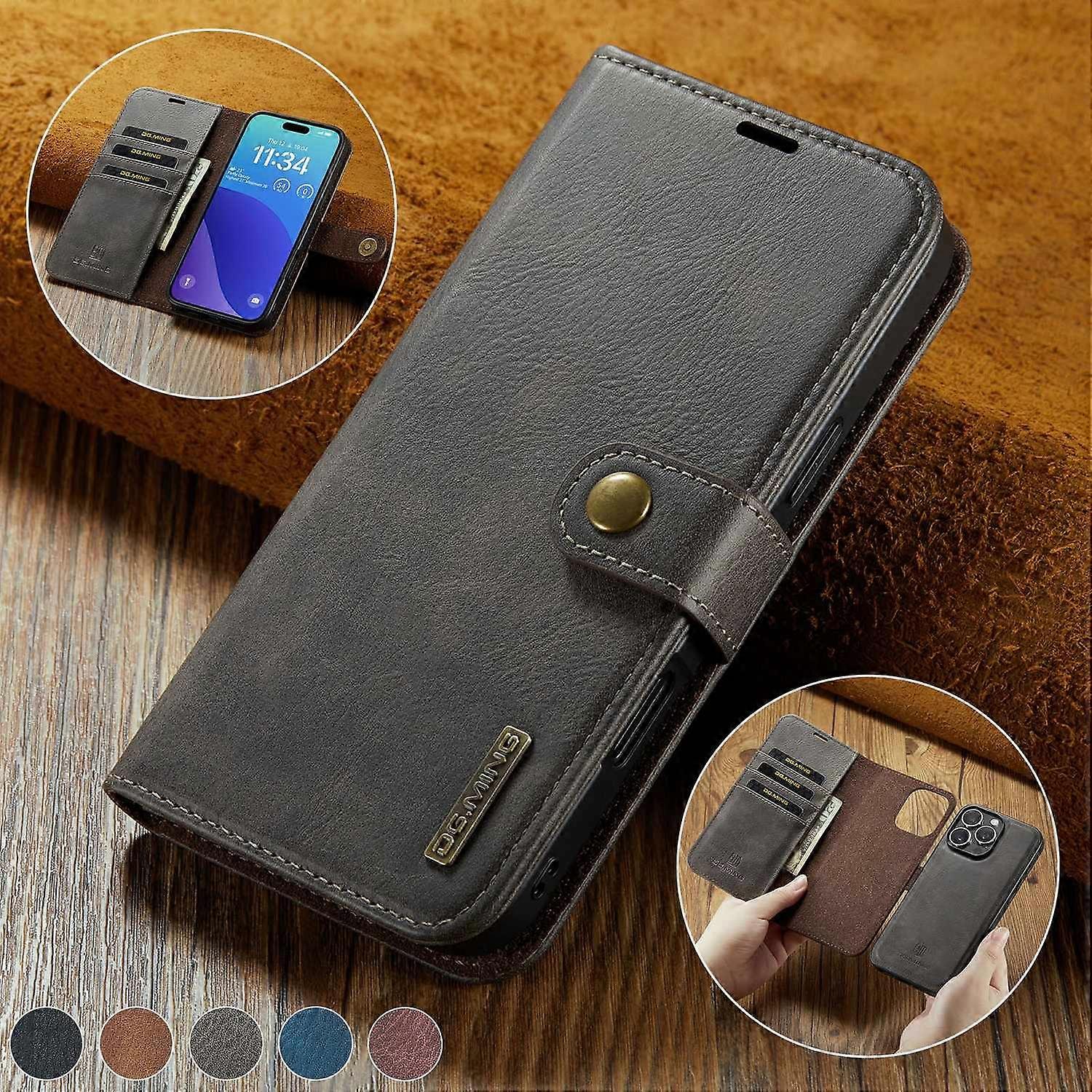 Case For Iphone 13 Mini Gray Card Slot Leather No7621