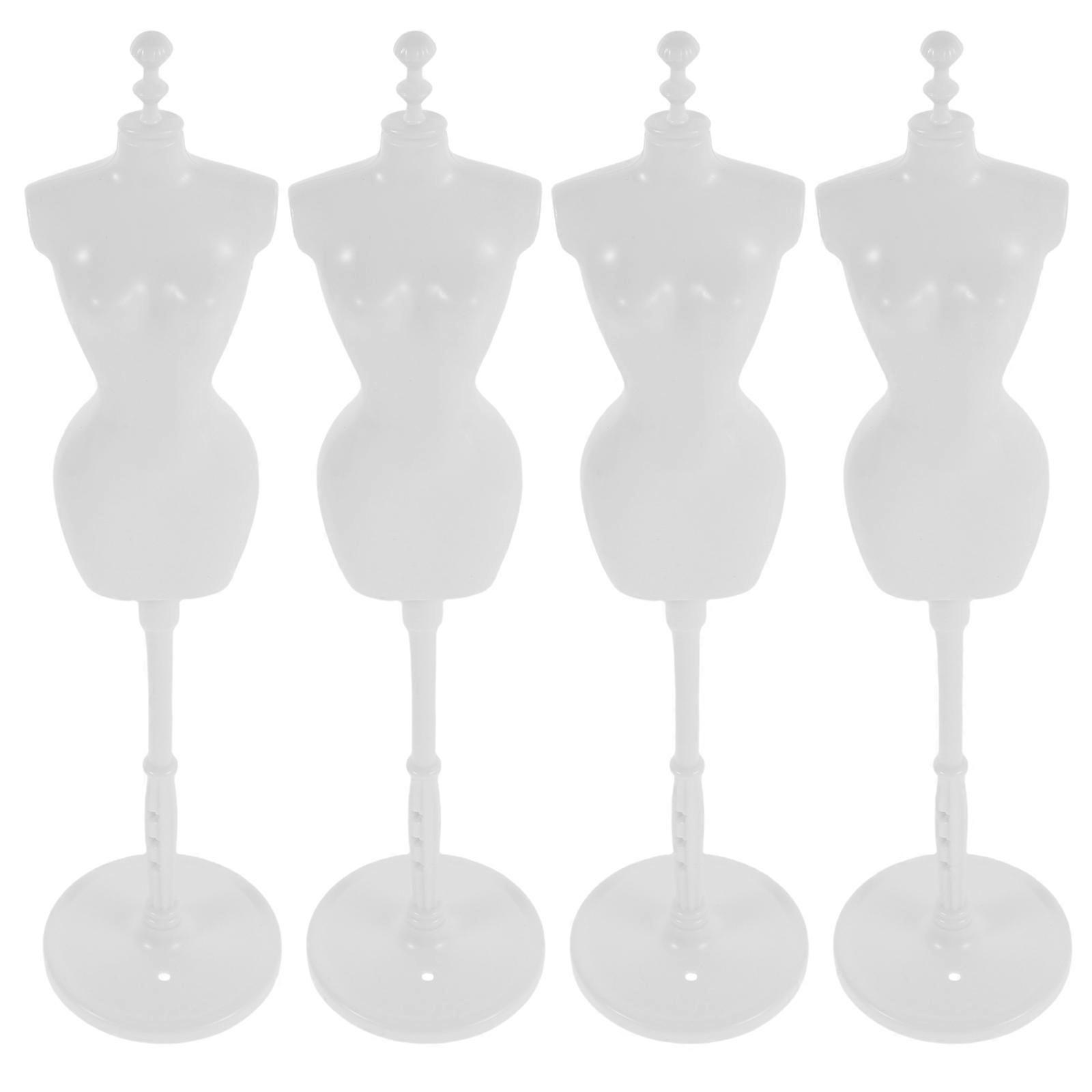 White Plastic Doll Dress Form Stand for Clothes Display 8Pcs Set