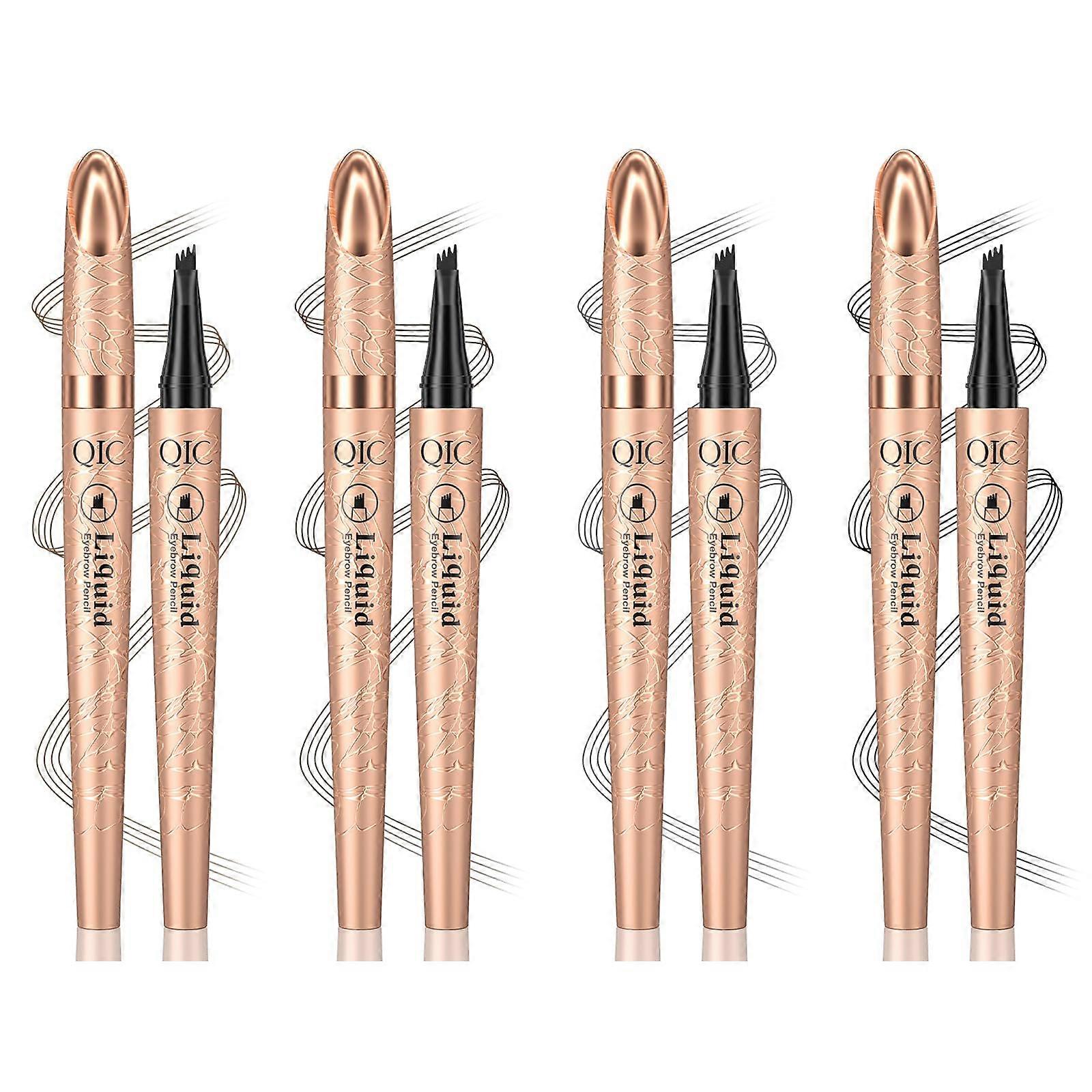 Waterproof MicroFork Eyebrow Pencil, SmudgeProof 4Tip Microblading Brow Pen for Natural Finish