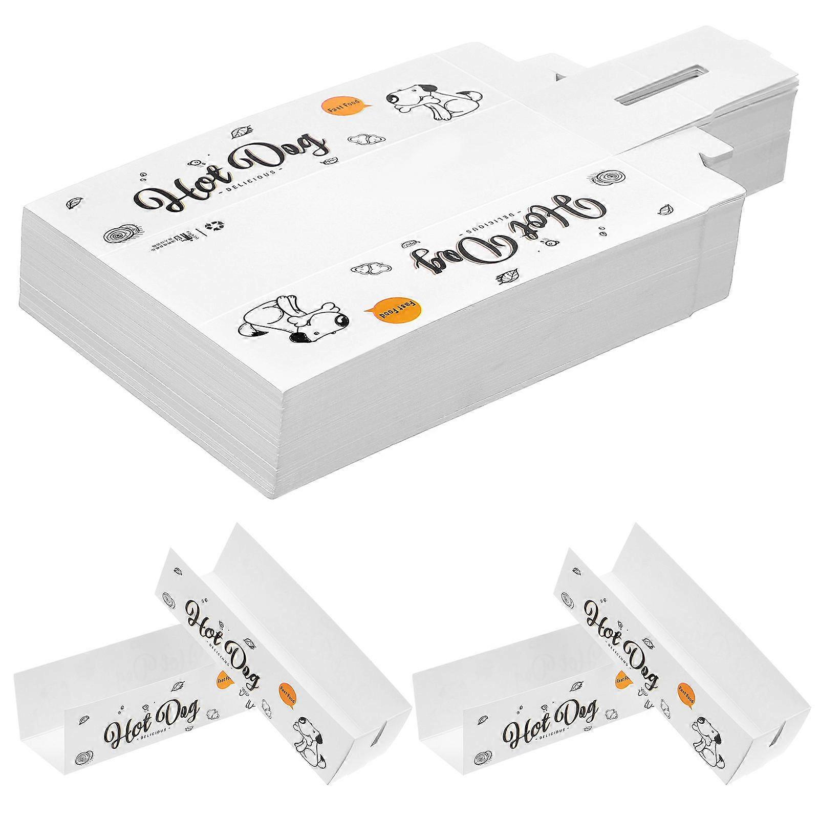 White Hot Dog Boxes Snack Boxes General Users Rectangular 16.00X5.00X4.00CM Paper 100Pcs
