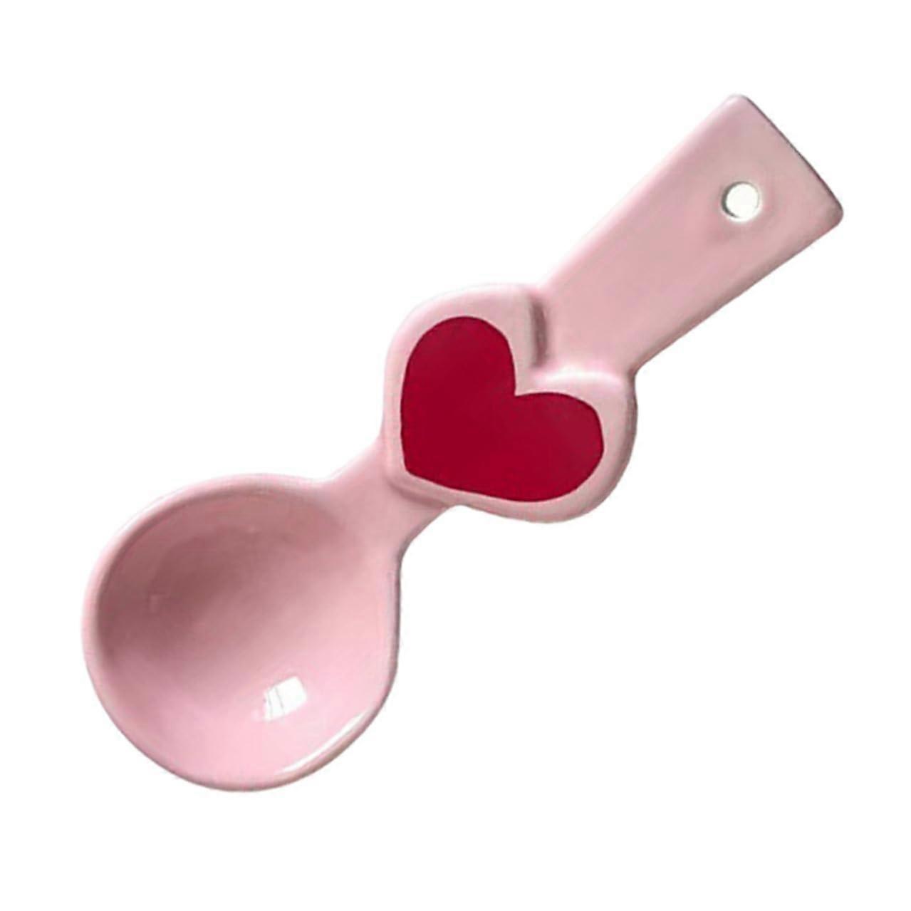 Heart Shaped Ceramic Spoon Long Handle for Dessert Coffee Soup Dishwasher Safe