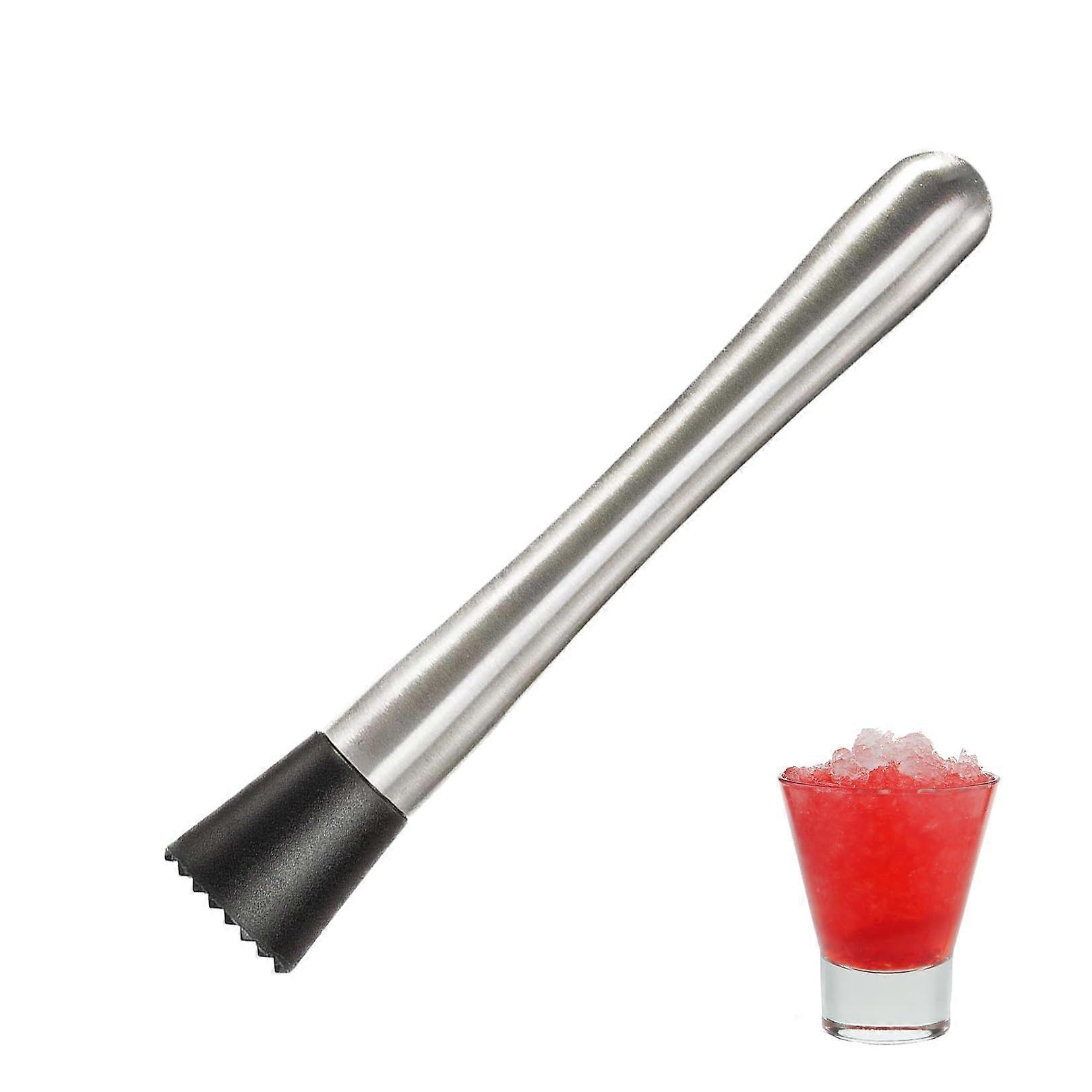 21cm Stainless Steel Cocktail Muddler with Grooved Head, Ergonomic Grip Bartending Tool for Drinks