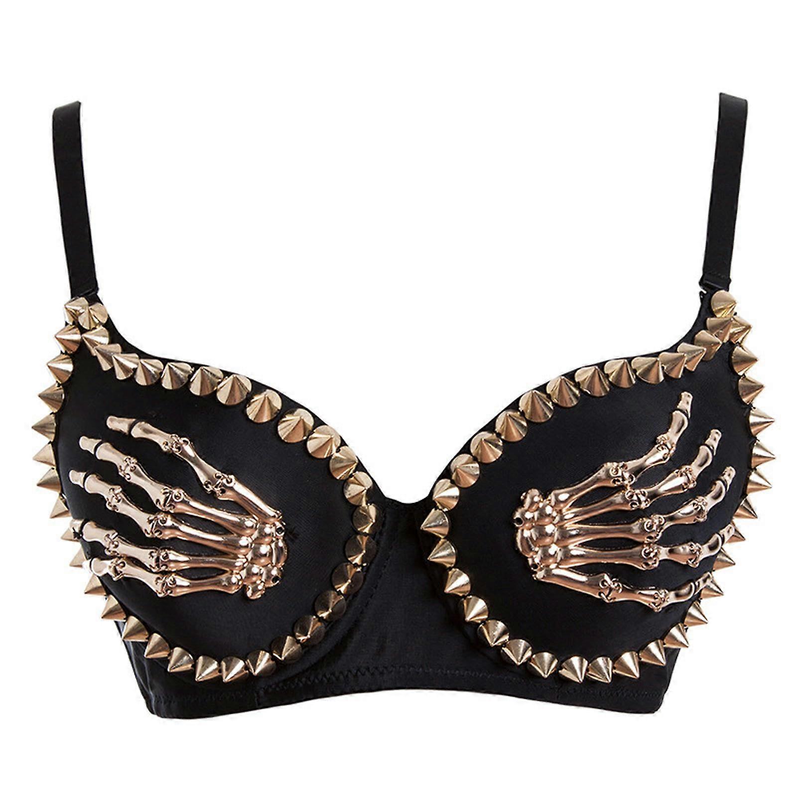 Black Willow Skull Finger Punk Style Bra Sexy Night