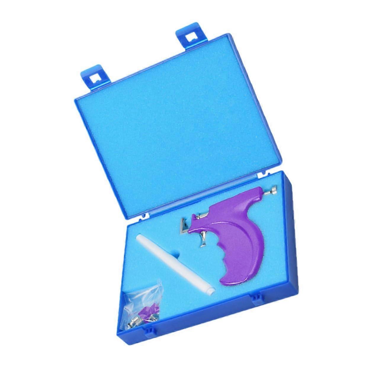 Stainless Steel Ear Piercing Kit with Precise Stud Alignment and OnePress Action, Purple