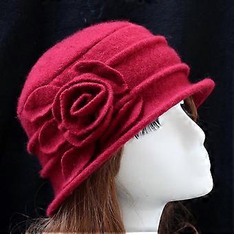 Vintage Kvinnor Ull Kyrka Cloche Flapper Hat Lady Bucket VinterBlomma Keps