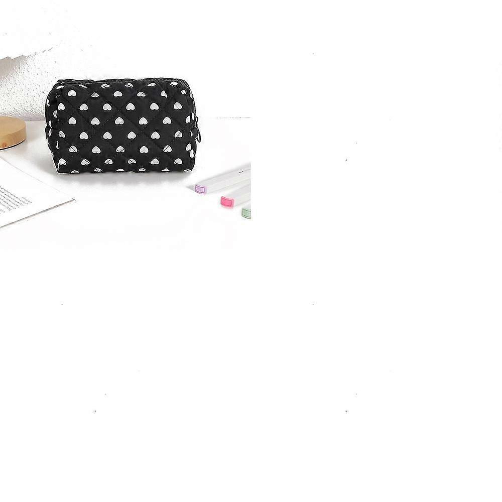 1pc Polyester Wallet Makeup bag with Zipper Rectangle Heart Black 170x80x90mm