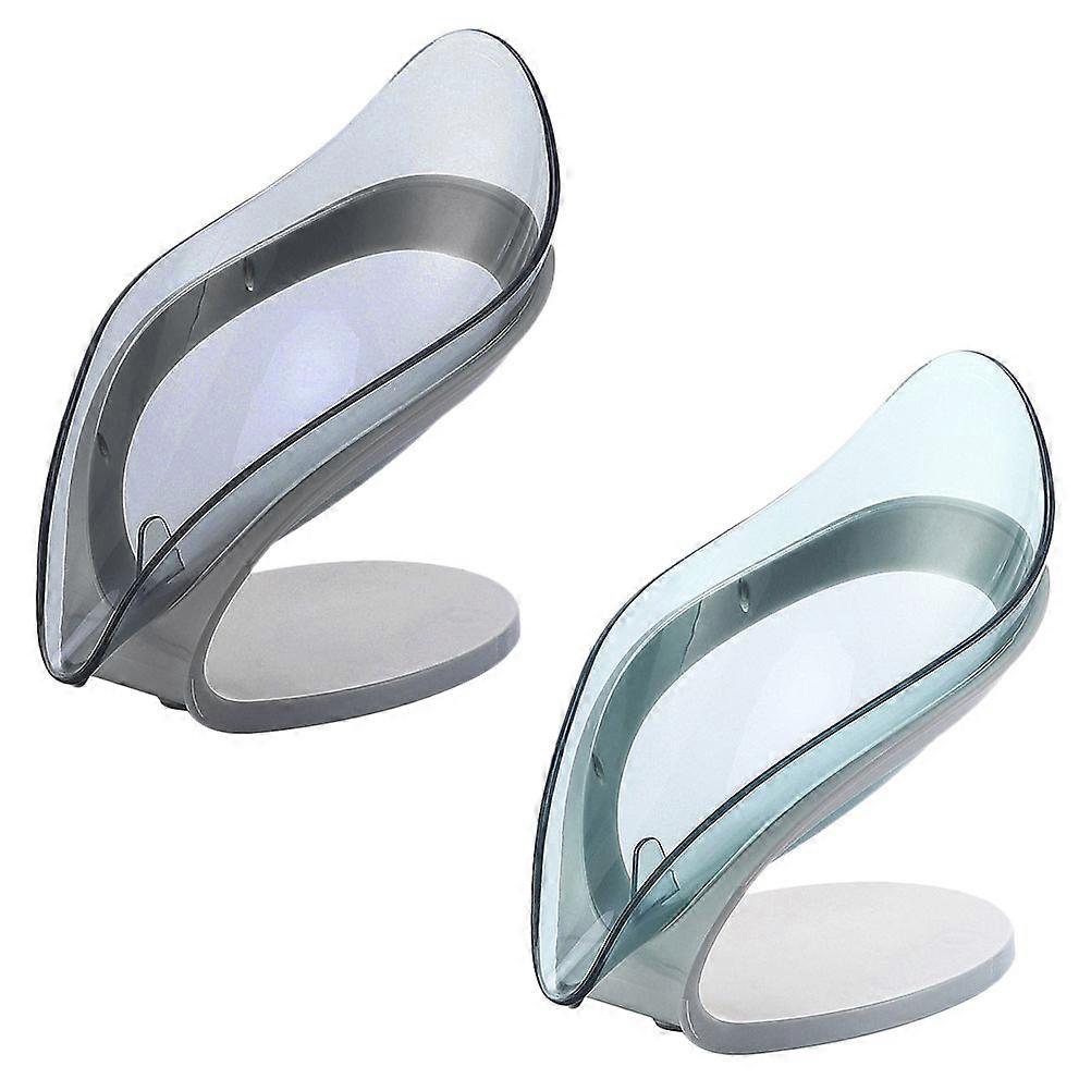 Self Draining Soap Dish Shape Bathroom Bathtub 13x13.5cm Silicone 2Pcs