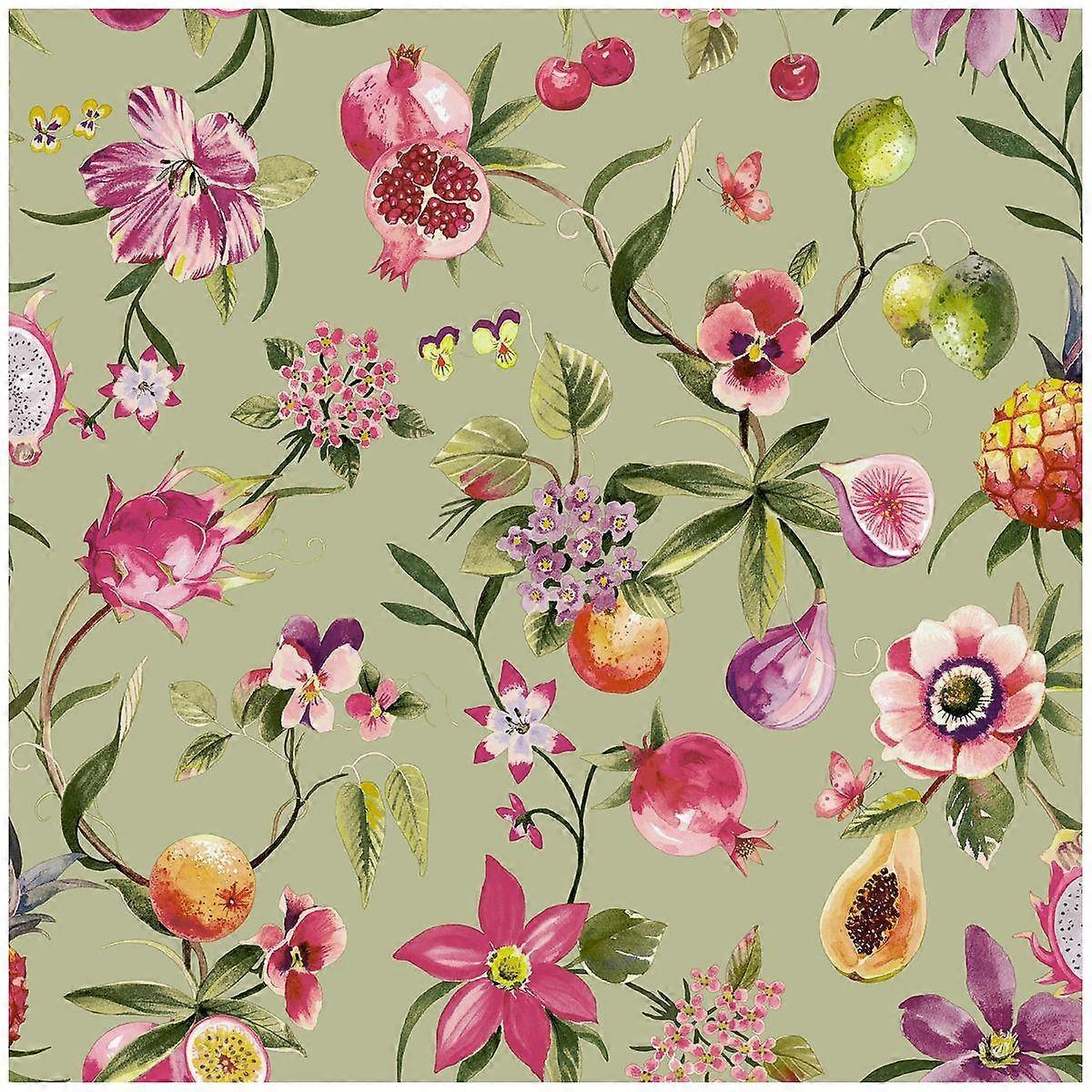Floral Fruit Sage Wallpaper