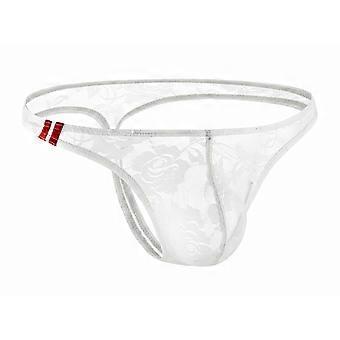 Men Thong Low Waist See-through Embroidery Lace Flower Pattern Briefs Breathable Soft Stretch Slim Fit Underwear Honeymoon Valentine Wear