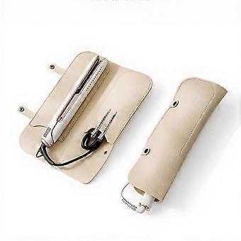 Heat Resistant Curling Iron Bag with Dual Compartment Flat Iron Travel Case, Felt Heat Protection Pouch