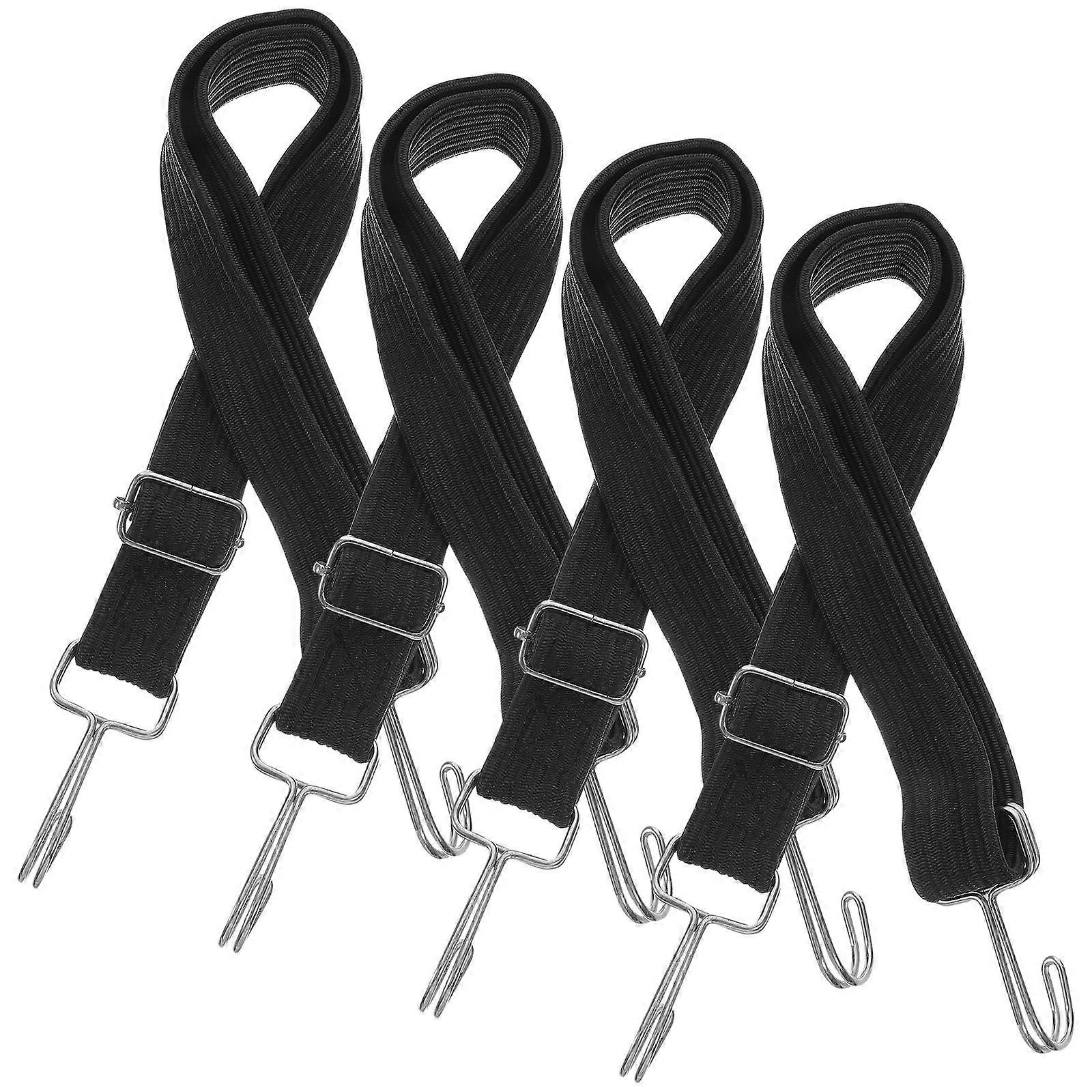 Black Bungee Cords Flat Bungee Strap Adjustable 16Pcs Rope Set