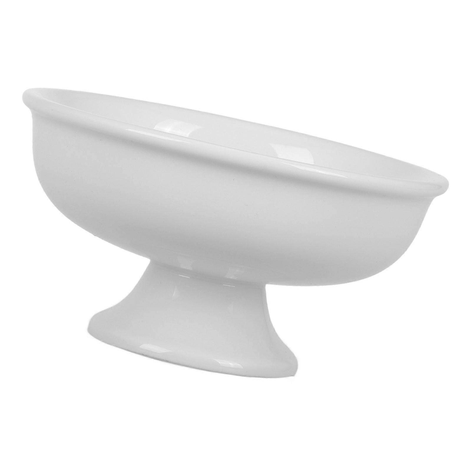 Ceramic Footed Dessert Bowl White for Serving with Stable Elevated Design