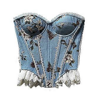 Elegant Bustier Corset For Women Firm Support Boned Underbust Shapewear Smoothing Seamless Design Daily Wear  Blue XXS