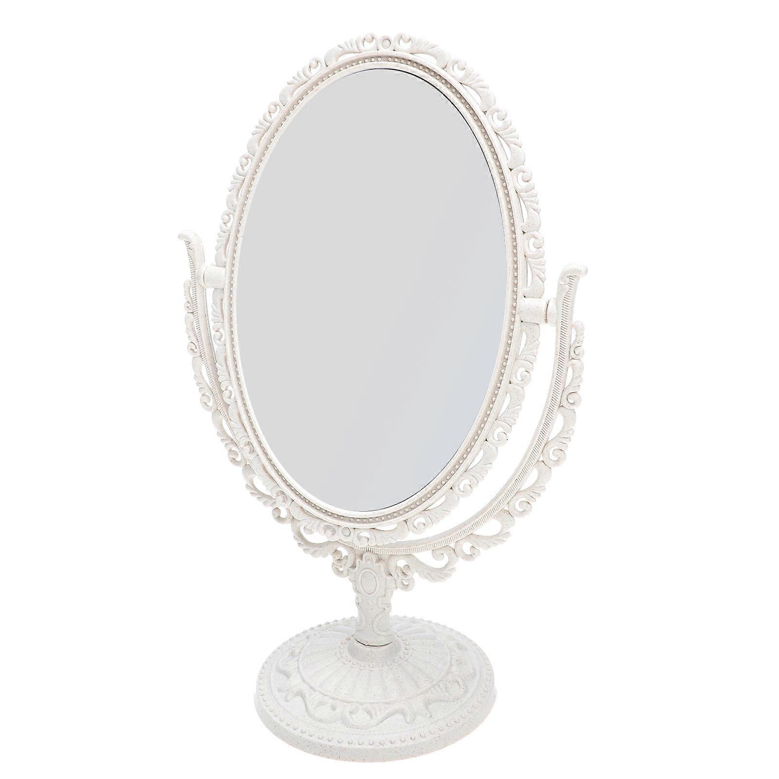 Makeup Mirror Vintage Double-Side Desktop Mirror Creative Oval