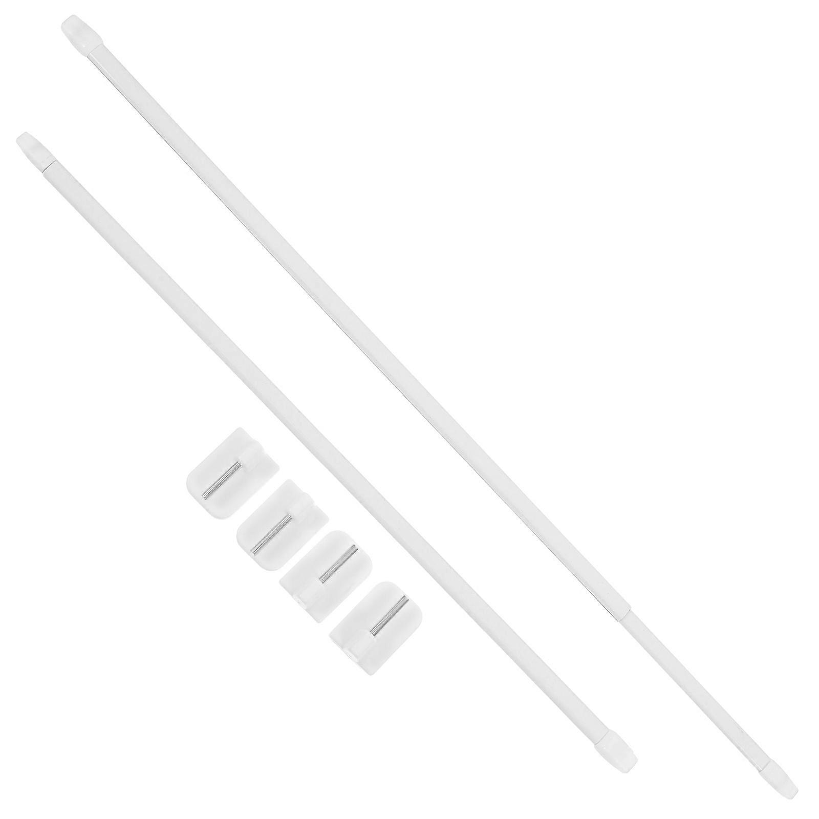 Adjustable Curtain Shower Rod Extendable for 2Sets Non Slip White Plastic