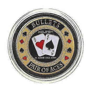 Metal Poker Guard Card Protector Coin Chip Gold Color Plated With Round Plastic Case