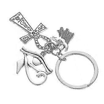Ancient Egypt Keychain Silver Zinc Alloy 4x2x0.15cm Key Organization Gift Giving 1Pack